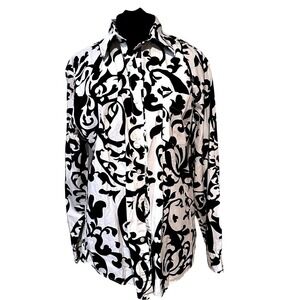 Tommy Hilfiger size L men's black and white shirt 100% cotton Groovy